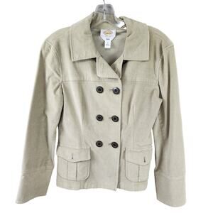 Talbots Double Breasted Velvet Jacket Women Size 4 | Beige Stretch Classic